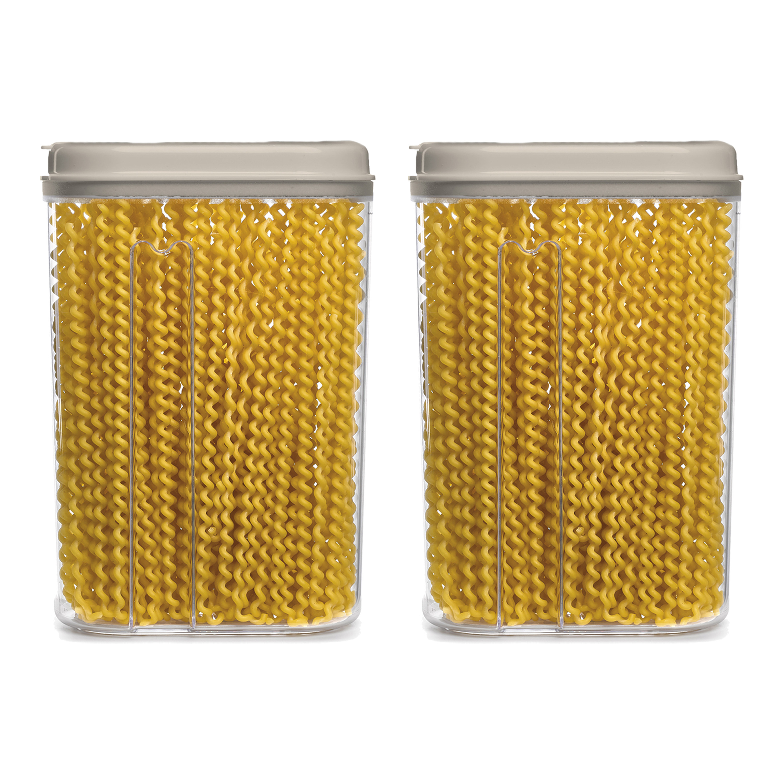 PlasticForte Voedselcontainer strooibus - 2x - beige - 1500 ml - kunststof - 15 x 8 x 23 cm - voorraadpot -