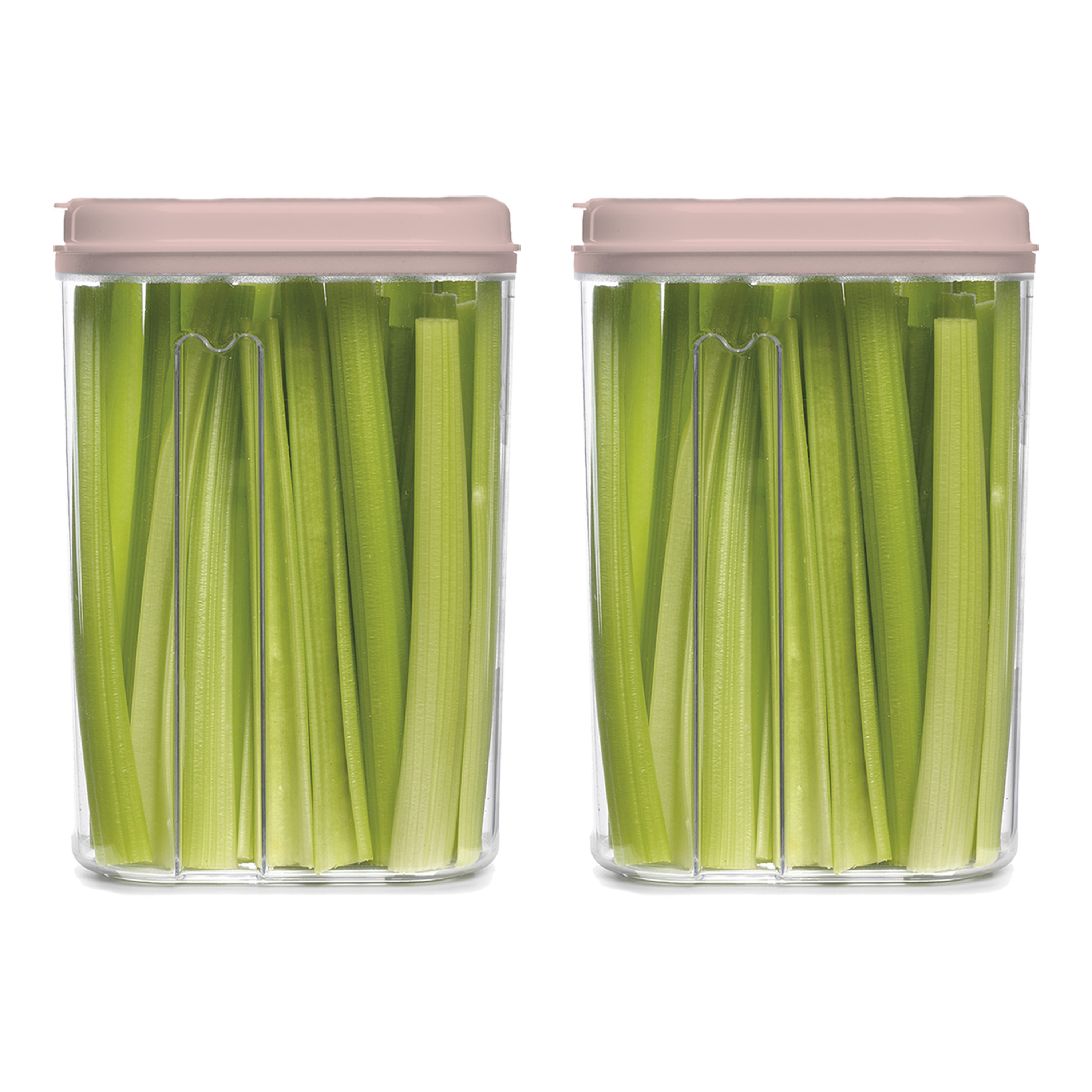 PlasticForte Voedselcontainer strooibus - 2x - lichtroze - 1500 ml - kunststof - 15 x 8 x 23 cm - voorraadpot -