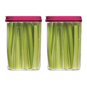 PlasticForte Voedselcontainer strooibus - 2x - roze - 1500 ml - kunststof - 15 x 8 x 23 cm - voorraadpot -