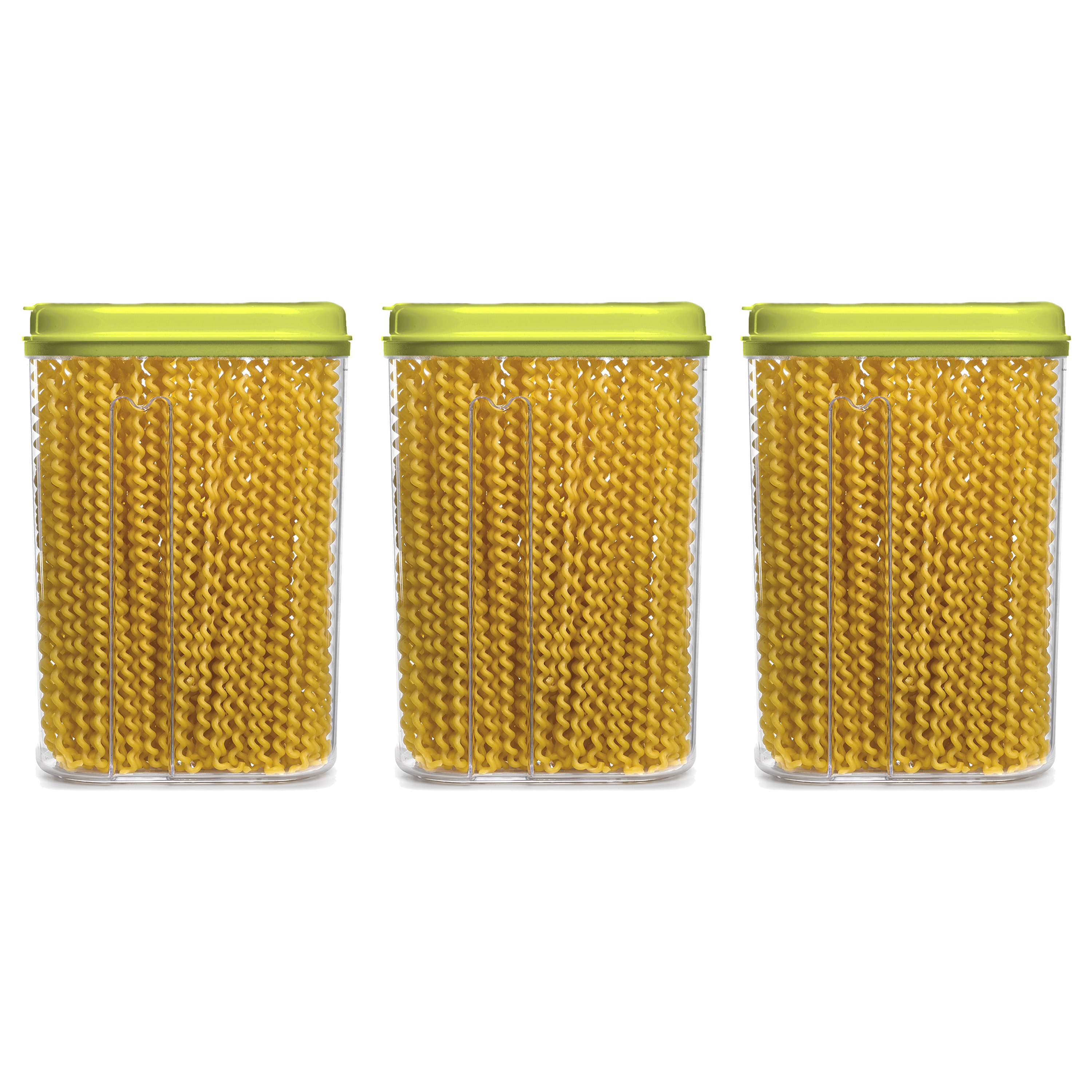 PlasticForte Voedselcontainer strooibus - 3x - groen - 1500 ml - kunststof - 15 x 8 x 23 cm - voorraadpot -