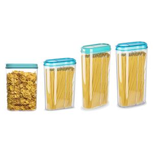 PlasticForte Voedselcontainers set - 4 stuks - blauw - 2350ml en 1500ml - kunststof - voorraadpot/strooibus -