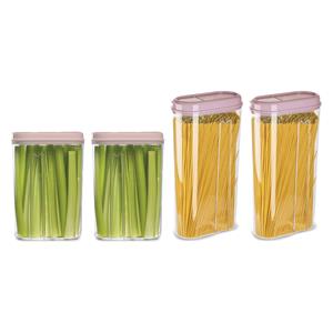 PlasticForte Voedselcontainers set - 4 stuks - licht roze - 2350ml en 1500ml - kunststof - voorraadpot/strooibus -