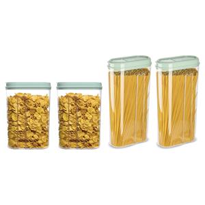 PlasticForte Voedselcontainers set - 4 stuks - mint groen - 2350ml en 1500ml - kunststof - voorraadpot/strooibus -