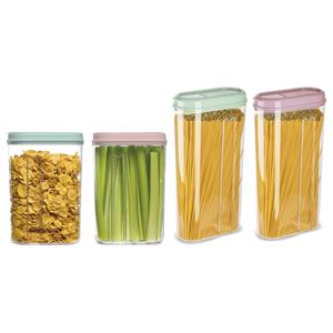 PlasticForte Voedselcontainers set - 4 stuks - mintgroen/licht roze - 2350ml en 1500ml - kunststof - voorraadpot -