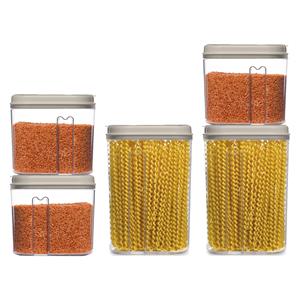 PlasticForte Voedselcontainers set - 5 stuks - beige - 1500ml en 1000ml - kunststof - voorraadpot/strooibus -