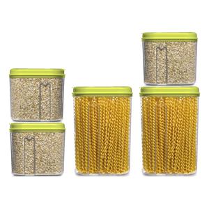 PlasticForte Voedselcontainers set - 5 stuks - groen - 1500ml en 1000ml - kunststof - voorraadpot/strooibus -