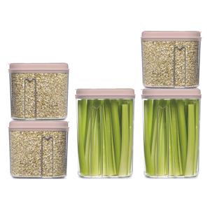 PlasticForte Voedselcontainers set - 5 stuks - licht roze - 1500ml en 1000ml - kunststof - voorraadpot/strooibus -