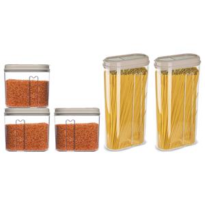 PlasticForte Voedselcontainers set - 5 stuks - beige - 2350ml en 1000ml - kunststof - voorraadpot/strooibus -