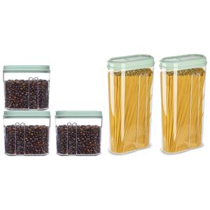 PlasticForte Voedselcontainers set - 5 stuks - mint groen - 2350ml en 1000ml - kunststof - voorraadpot/strooibus -