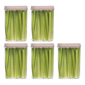 PlasticForte Voedselcontainer strooibus - 5x - lichtroze - 1500 ml - kunststof - 15 x 8 x 23 cm - voorraadpot -