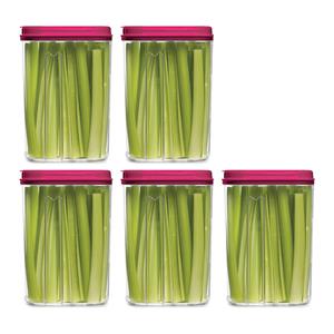 PlasticForte Voedselcontainer strooibus - 5x - roze - 1500 ml - kunststof - 15 x 8 x 23 cm - voorraadpot -