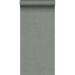 ESTAhome Behang 3d Golvende Lijnen Vergrijsd Groen - 50 X 900 Cm - 139664