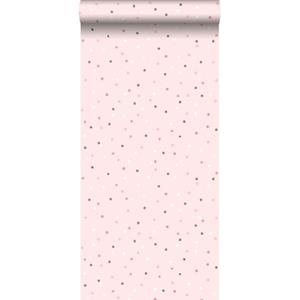 ESTAhome Behang Stippen Roze En Warm Grijs - 0,53 X 10,05 M - 139051