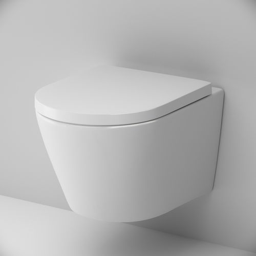 am.pm Spülrandloses wc mit Softclose Toilettensitz, Toilette für Gäste-WC, Hänge-WC CNA1700SC Flash FlashClean aus Keramik, Wand-WC 390mm kurz, Weiß - Weiß