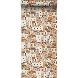 ESTAhome Behang Mediterrane Huisjes Beige En Terracotta - 50 X 900 Cm - 139623
