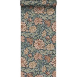 ESTAhome Behang Vintage Bloemen Vergrijsd Blauw - 0.53 X 10.05 M - 139642