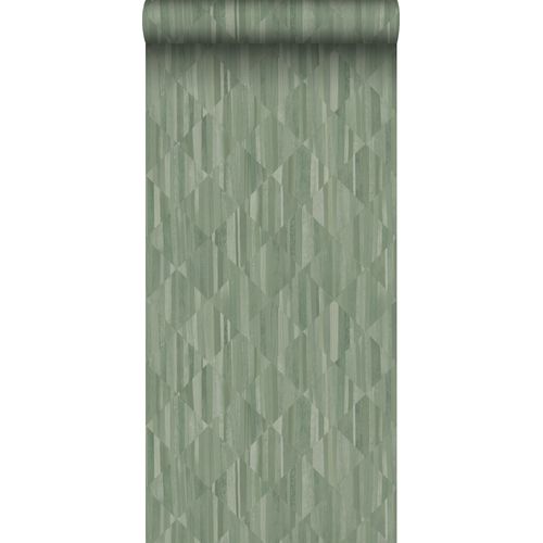 Origin Wallcoverings Behang 3d-houtmotief Vergrijsd Groen - 50 X 900 Cm - 347868