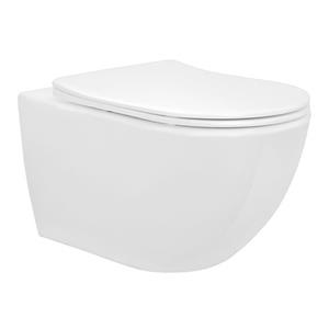 LuxeBath Spülrandloses Hänge-WC mit Nano Beschichtung 49x37x39 cm Weiß aus Keramik ML-Design