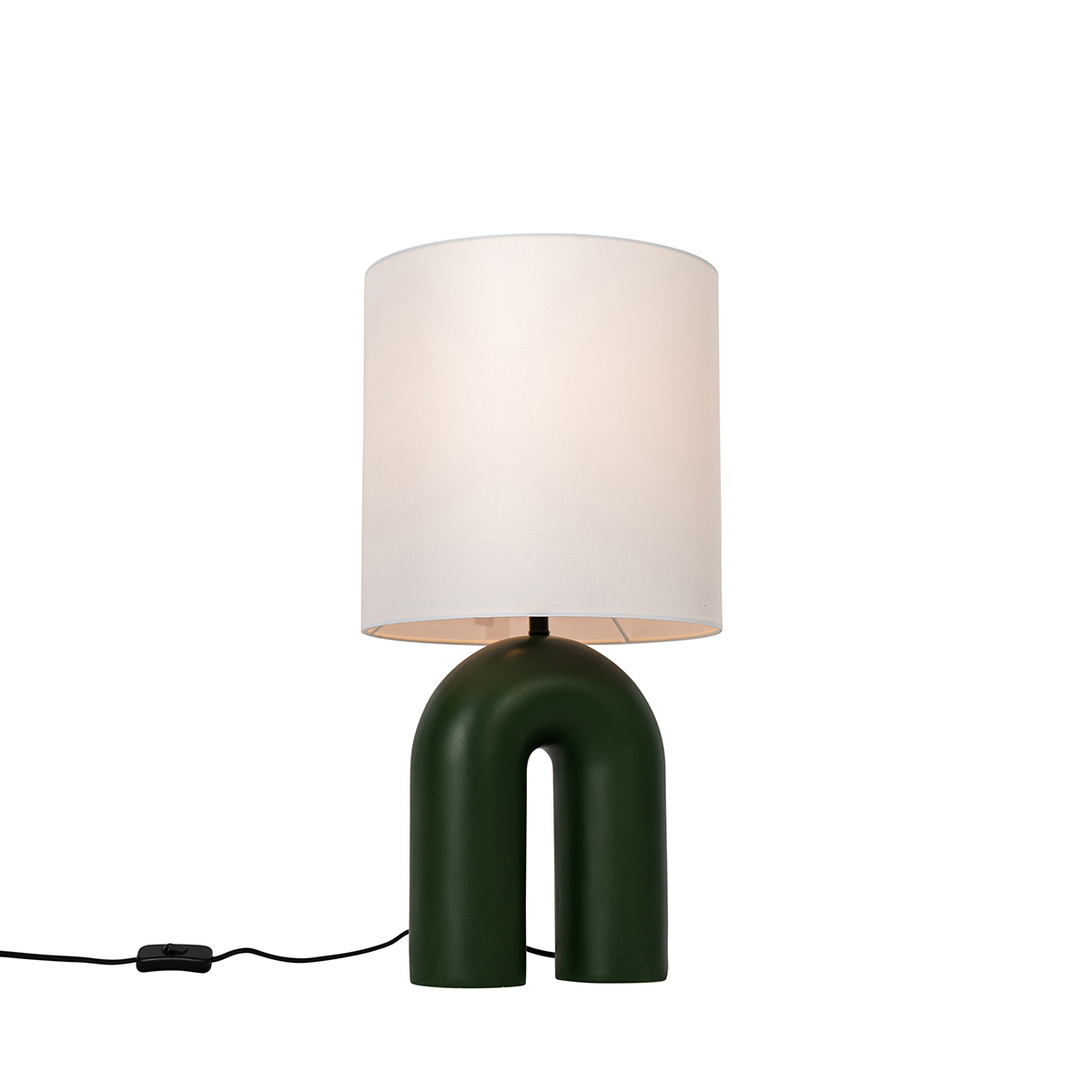 QAZQA Designer-Tischlampe grün mit weißem Leinenschirm - Lotti