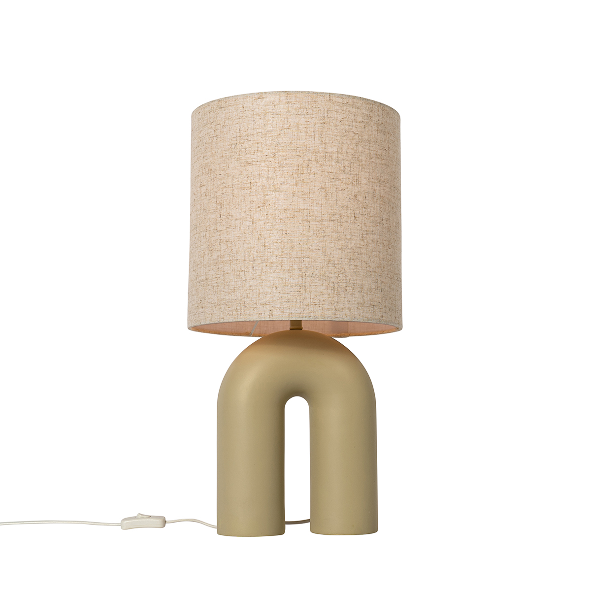 Qazqa - Design-Tischlampe beige mit beigem Leinenschirm - Lotti - Beige
