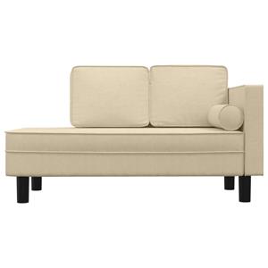 vidaXL Chaise longue met kussens en bolster stof crèmekleurig