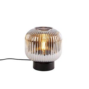 QAZQA Smart Tafellamp Zwart Met Smoke Glas Incl. Wifi A60 - Karel