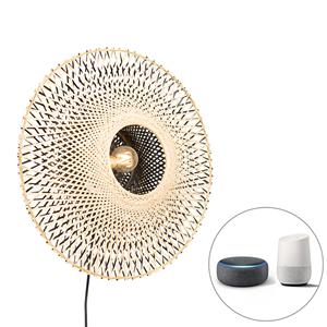 QAZQA Smart wandlamp bamboe 50 cm met stekker incl. Wifi A60 - Rina