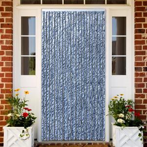 VidaXL Vliegengordijn 100x230 cm chenille blauw en wit