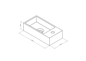 Sub 16 fontein kraangat rechts 36x19 quartz beton, quartz beton