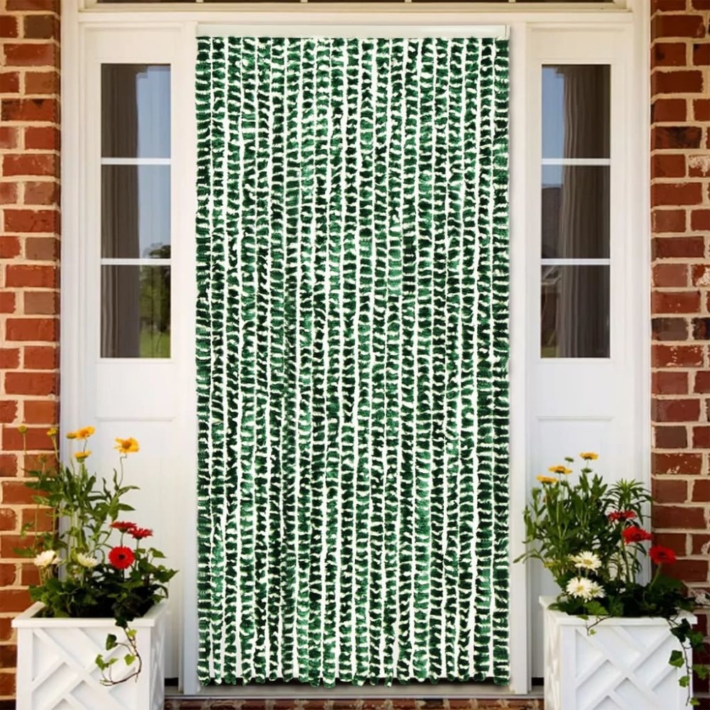 VidaXL Vliegengordijn 56x200 cm chenille groen en wit