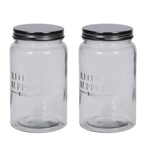 Merkloos Keuken voedsel bewaar voorraadpot/voorraadbus - 3x - glas - 1000 ml - 10 x 18 cm -