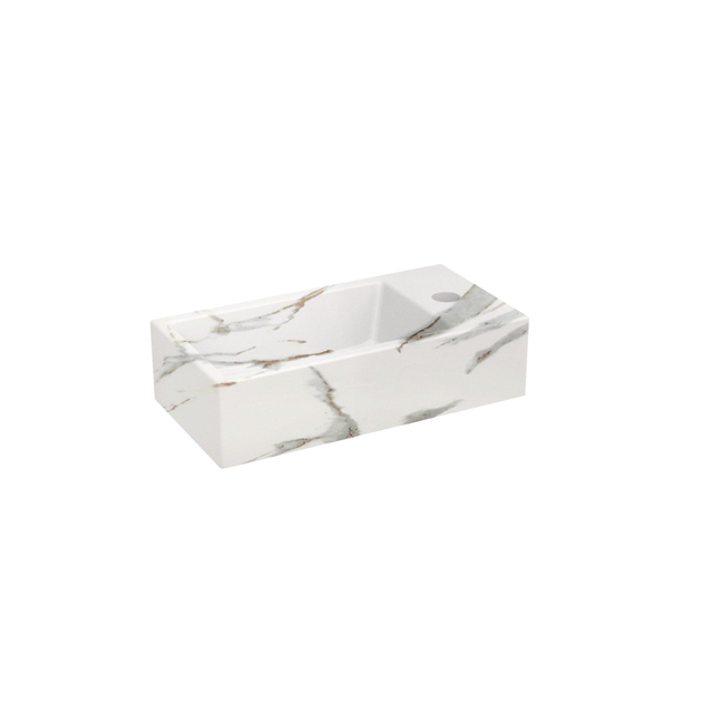Riho Livit Tiny Fontein - 1 kraangat rechts - 41x20.5x10.5cm - wit marmer W031007M00