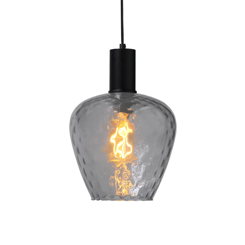 Masterlight Hanglamp zwart Porto met Diamond smoke glas - Ø 21cm 2710-05-05-5