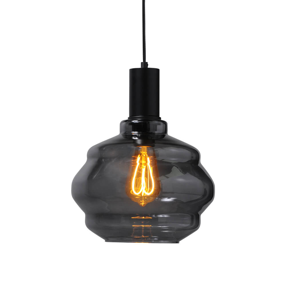 Masterlight Hanglamp zwart Porto met Ball smoke glas - Ø 24cm 2710-05-05-3
