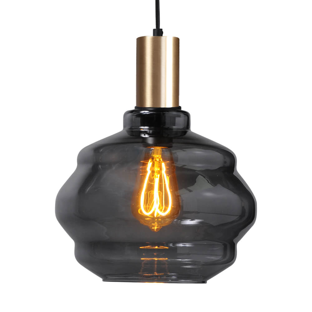 Masterlight Hanglamp goud Porto met Ball smoke glas - Ø 24cm 2710-05-02-3