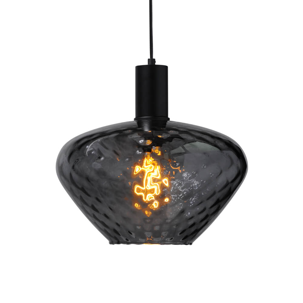 Masterlight Hanglamp zwart Porto met Blossom smoke glas - Ø 30cm 2710-05-05-8