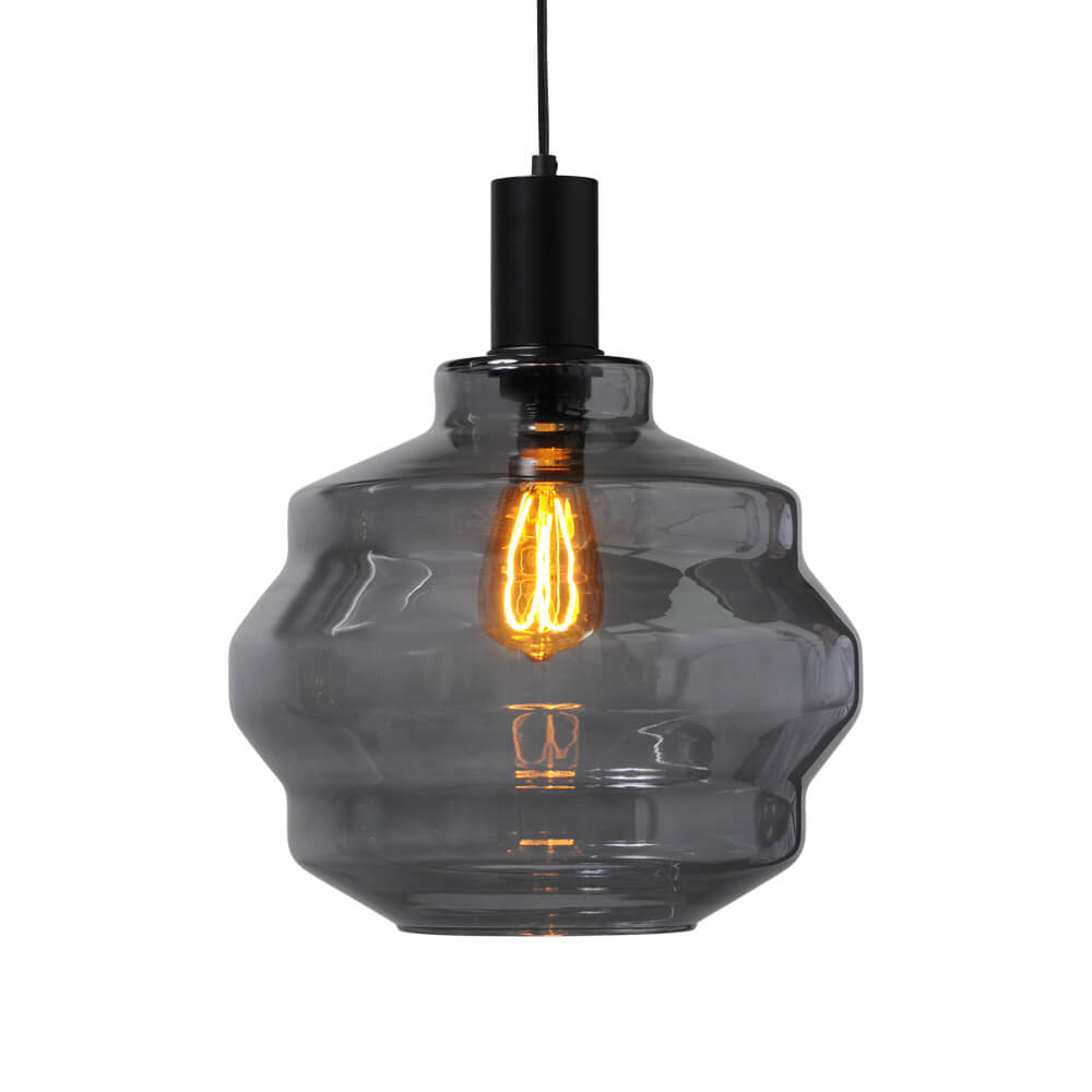 Masterlight Hanglamp zwart Porto met Ball smoke glas - Ø 30cm 2710-05-05-4