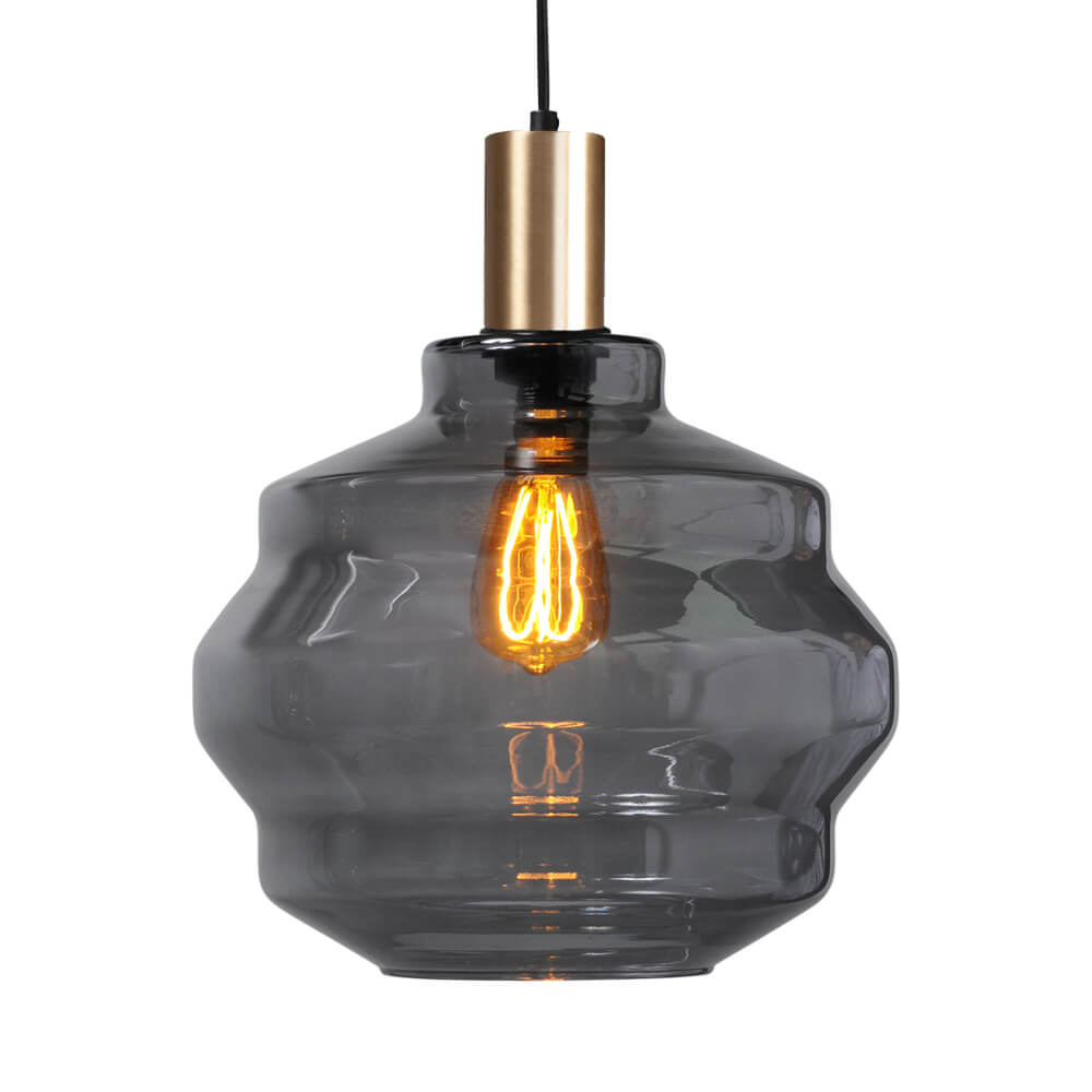 Masterlight Hanglamp goud Porto met Ball smoke glas - Ø 30cm 2710-05-02-4