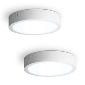 HOFTRONIC™ Set van 2 Indiana opbouwspots rond - 12 Watt 1160 Lumen - Wit - 6500K daglicht wit- LED downlight - IP20 stofdicht - 160mm