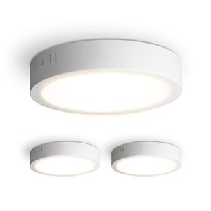 HOFTRONIC™ Set van 3 Indiana opbouwspots rond - 12 Watt 1160 Lumen - Wit - 2700K warm wit- LED downlight - IP20 stofdicht - 160mm