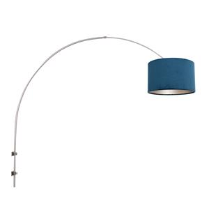 Steinhauer Wandlamp Stang velours | 1-lichts |Ø 20 cm | blauw&mat zwart