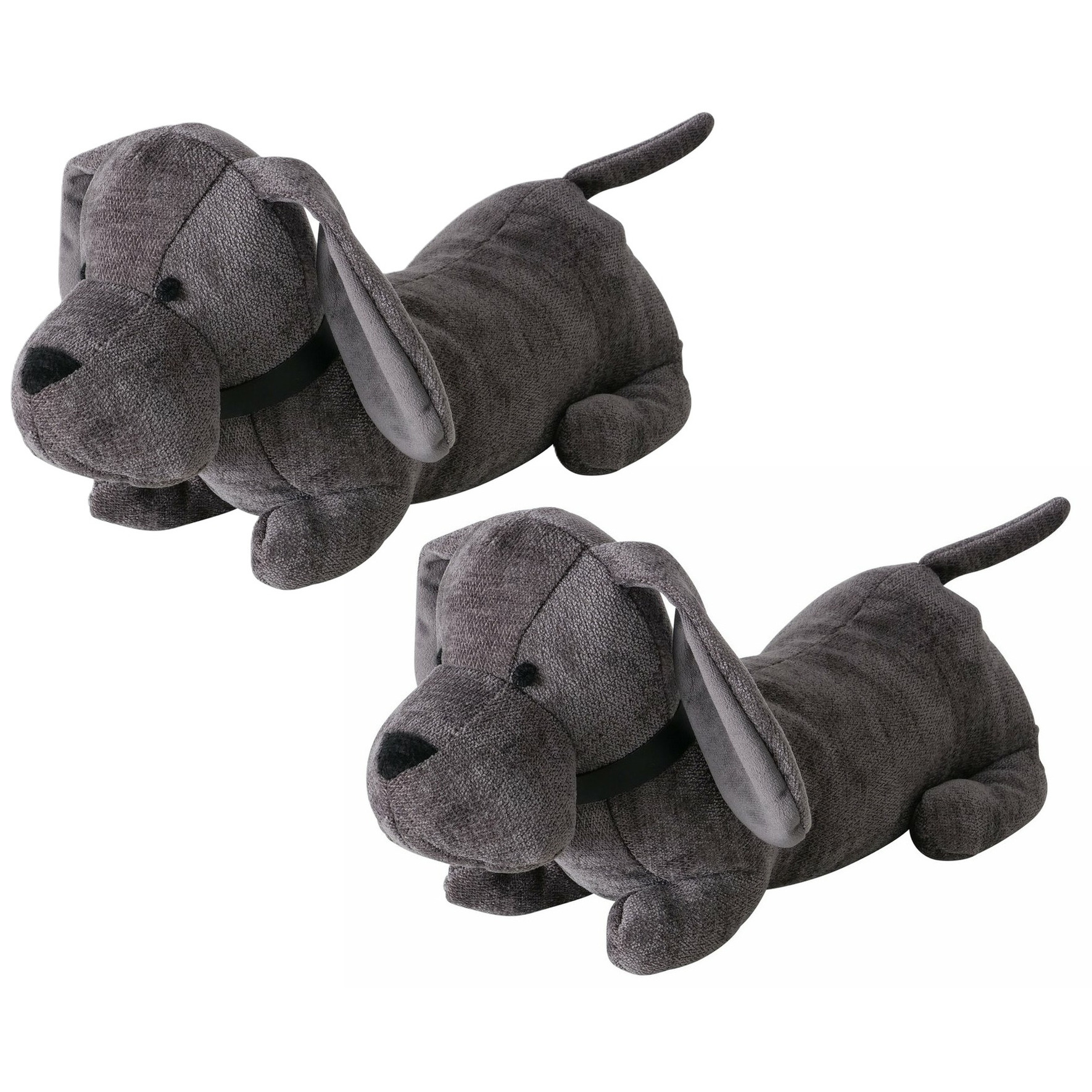 Boltze Deurstopper gewicht - 2x - dieren thema Teckel hondje - 1 kilo - grijs - polyester - x 15 cm -