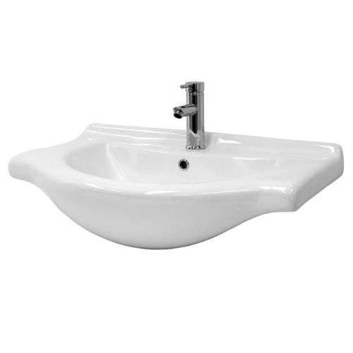 Waschbecken Ovalform mit Überlauf 77x51,5x21,5 cm Weiß aus Keramik ML-Design