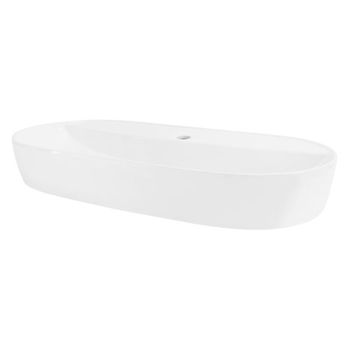Waschbecken Ovalform ohne Überlauf 80x40x12 cm Weiß aus Keramik ML-Design