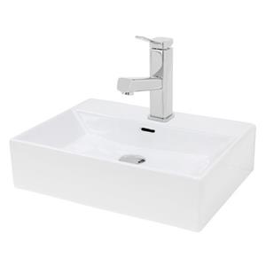 LuxeBath Ecd Germany Wastafel 515x360x130mm Keramische Tegels Vierkant Wit, Uittrekbare Douchekraan Standaard