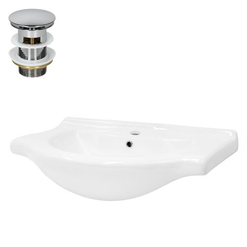 Waschbecken inkl. Ablaufgarnitur mit Überlauf 77x51,5x21,5 cm Weiß aus Keramik ML-Design