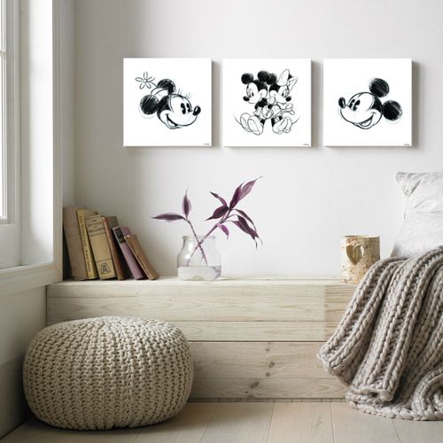 Disney | Mickey & Minnie | Canvas Set Van 3 - 3x 30x30 Cm