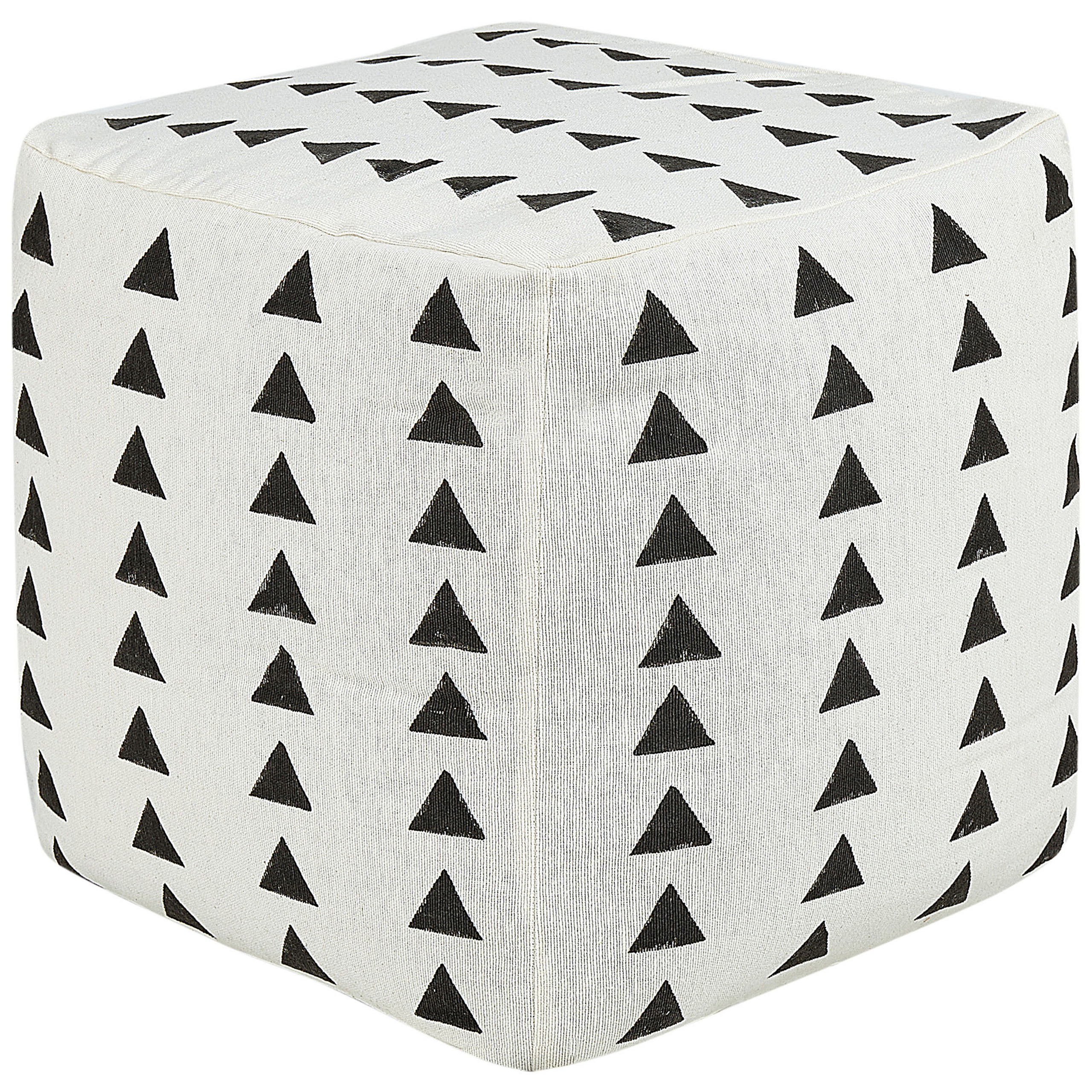 beliani Sitzpouf aus weißer und schwarzer Baumwolle 45 x 45 cm geometrisches Muster dekorativer Sitz handgefertigt Boho Modern Stil Wohnzimmer Schlafzimmer