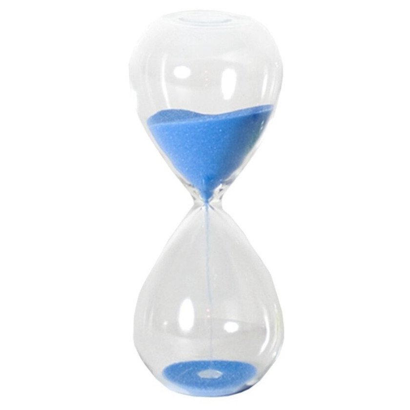 Zandloper cilinder - decoratie of tijdsmeting - 10 minuten blauw zand - H16 cm - glas -