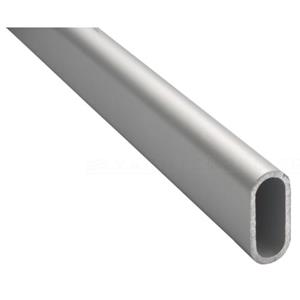Merkloos Gardelux - Garderobebuis Ovaal Aluminium - Lengte : 1,0 Meter - 30x14mm Inclusief Houders Open Model